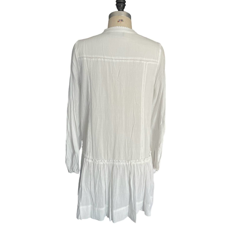 NWOT Pomander Place Ophelia Dropwaist Coverup White Beaded Vacation Dress Large - Picture 8 of 10